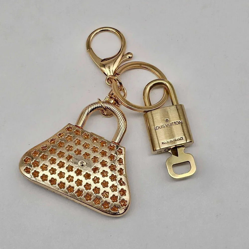 Authentic LV Gold Padlock & Key 🔑 Bag Charm / Unbranded Bag Keychain Combo
